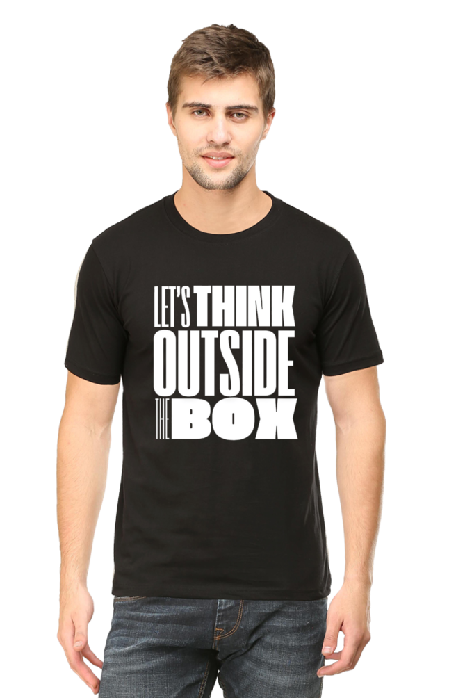 Lets Think Outside the Box Mens Round Neck Darker Shade T-shirt