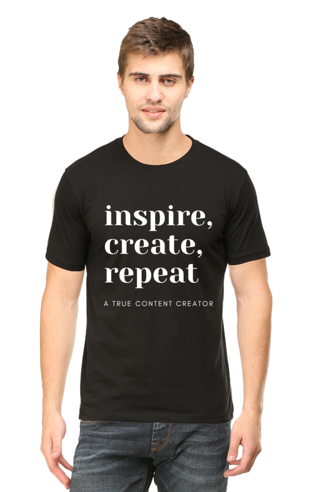 Inspire Create Repeat A True Content Creator Round Neck Men's Dark Shade T-Shirt