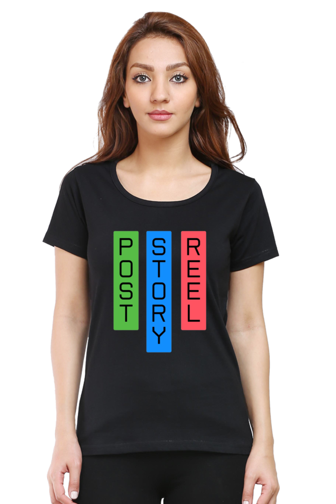 Post Story Reel Womens Round Neck Darker Shade T-shirt