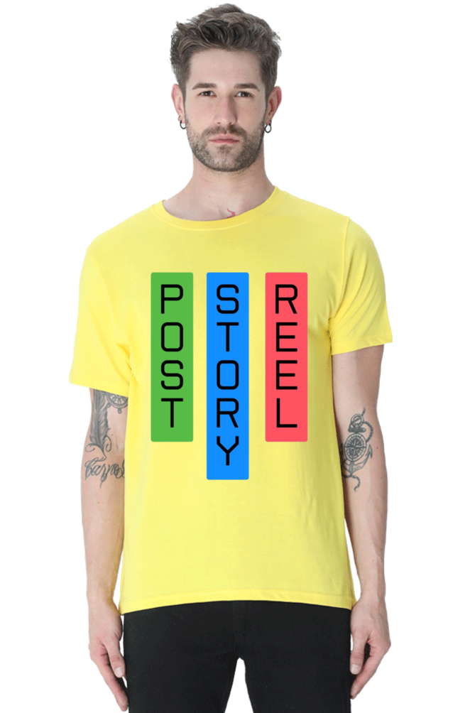 Post Reel Story Mens Round Neck Lighter Shade T-shirt