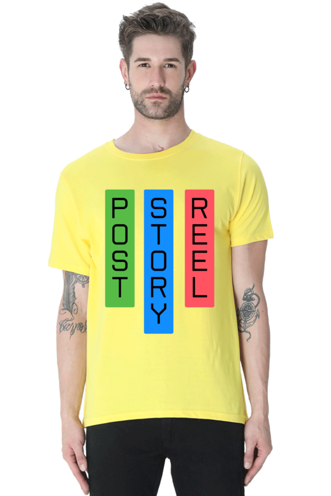 Post Reel Story Mens Round Neck Lighter Shade T-shirt