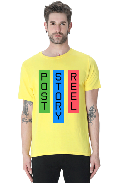 Post Reel Story Mens Round Neck Lighter Shade T-shirt