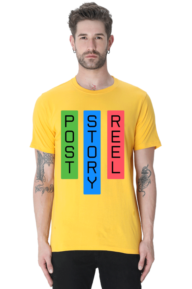 Post Reel Story Mens Round Neck Lighter Shade T-shirt
