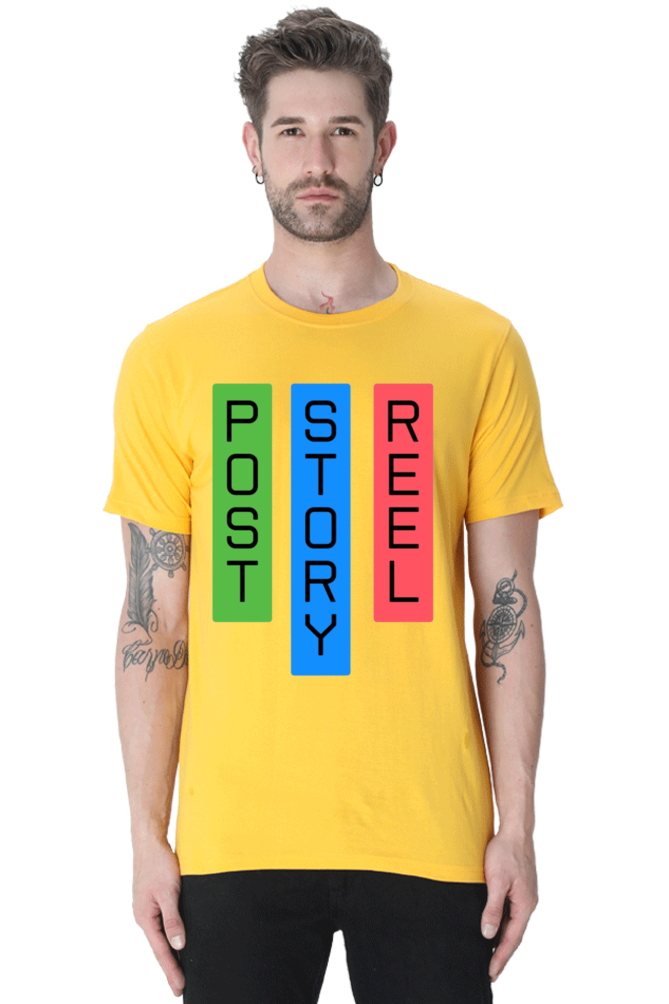 Post Reel Story Mens Round Neck Lighter Shade T-shirt