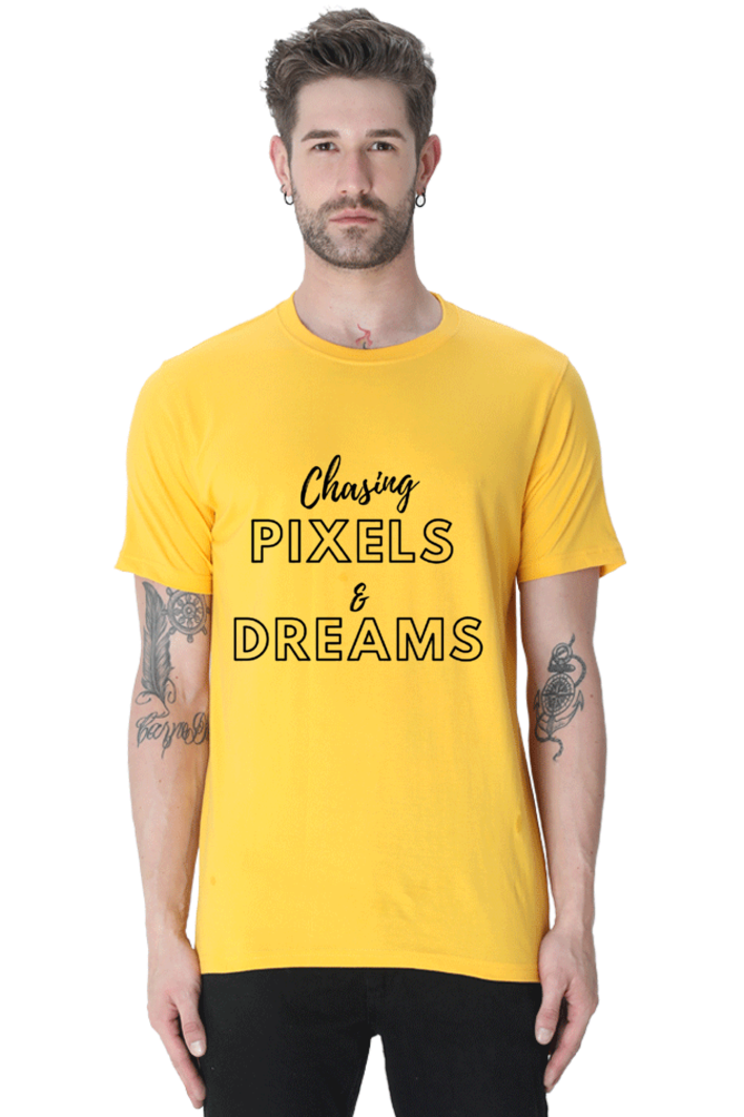 Chasing Pexels and Dream Mens Round Neck Darker Shade T-shirt