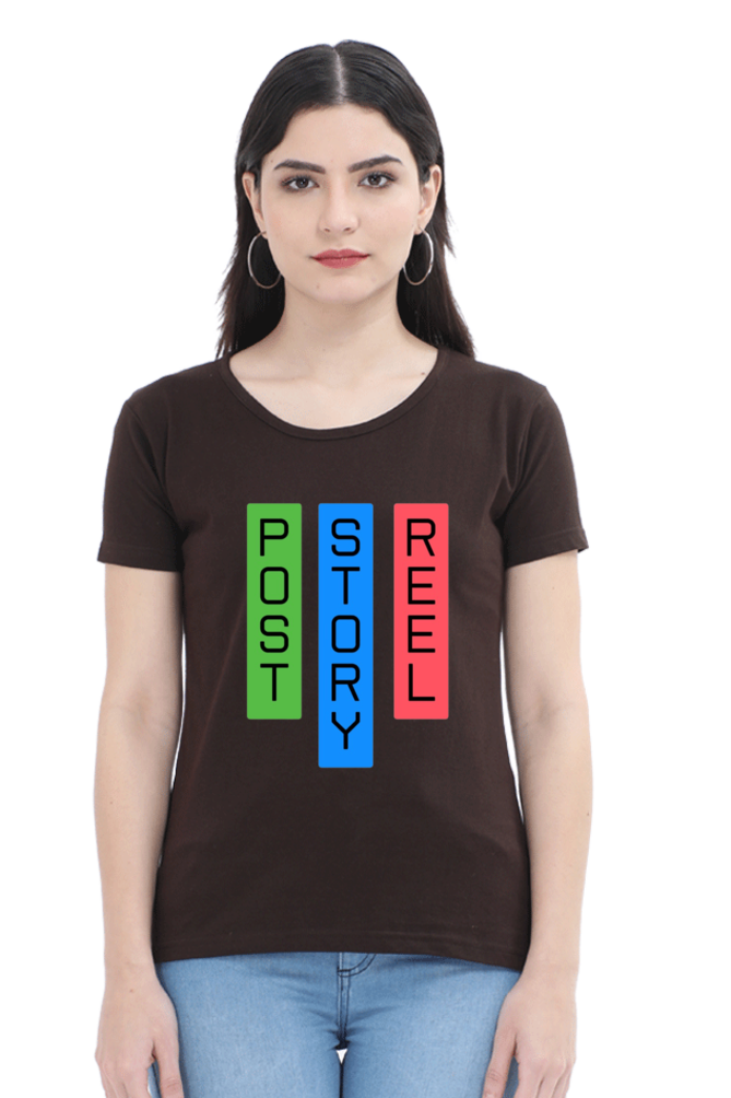 Post Story Reel Womens Round Neck Darker Shade T-shirt