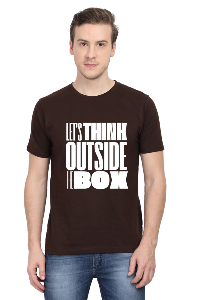 Lets Think Outside the Box Mens Round Neck Darker Shade T-shirt