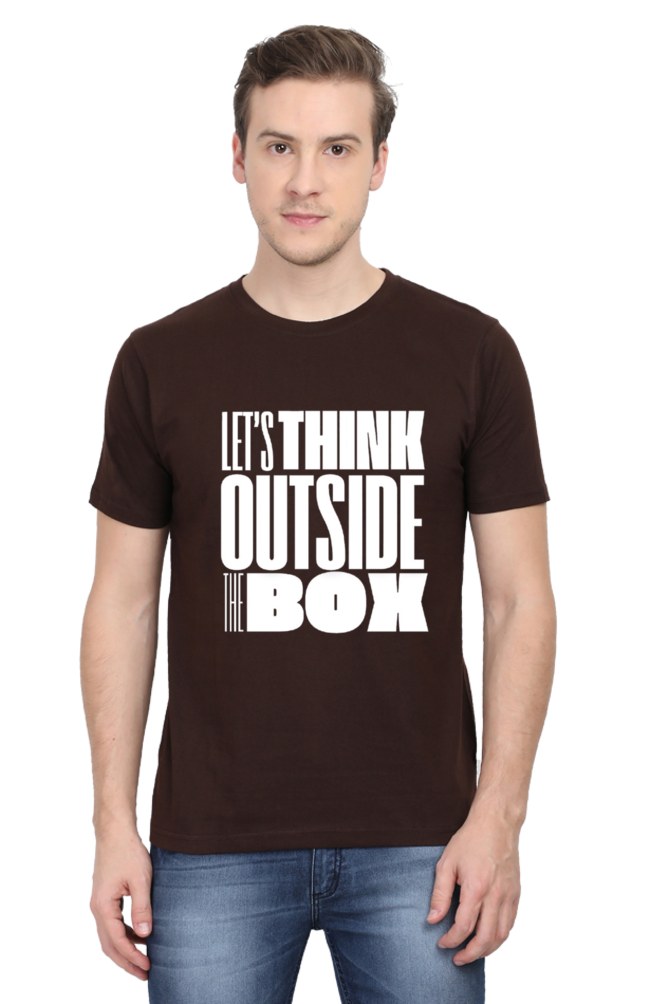 Lets Think Outside the Box Mens Round Neck Darker Shade T-shirt