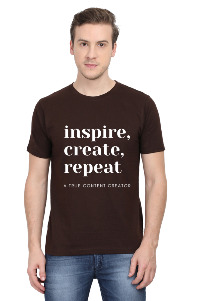 Inspire Create Repeat A True Content Creator Round Neck Men's Dark Shade T-Shirt