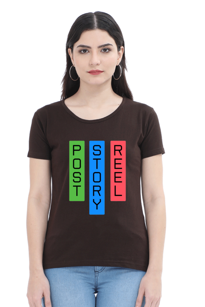 Post Story Reel Womens Round Neck Darker Shade T-shirt