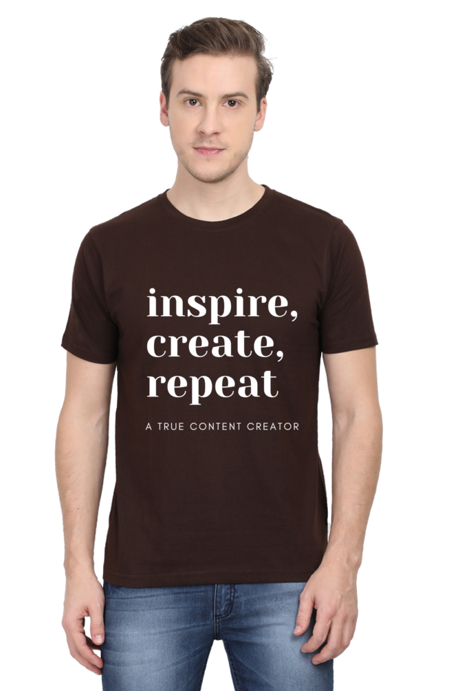 Inspire Create Repeat A True Content Creator Round Neck Men's Dark Shade T-Shirt