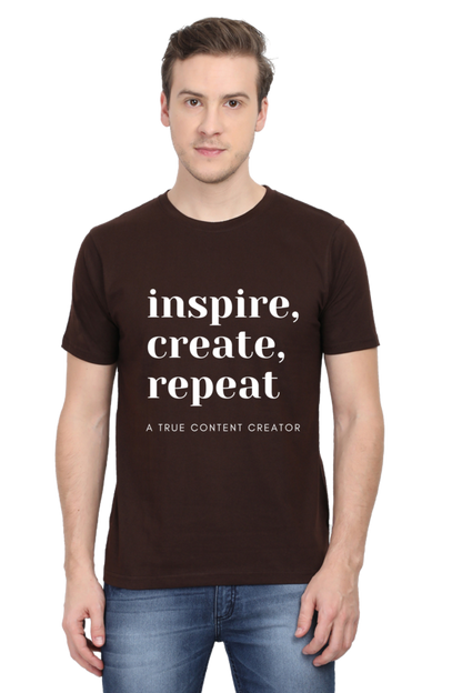 Inspire Create Repeat A True Content Creator Round Neck Men's Dark Shade T-Shirt