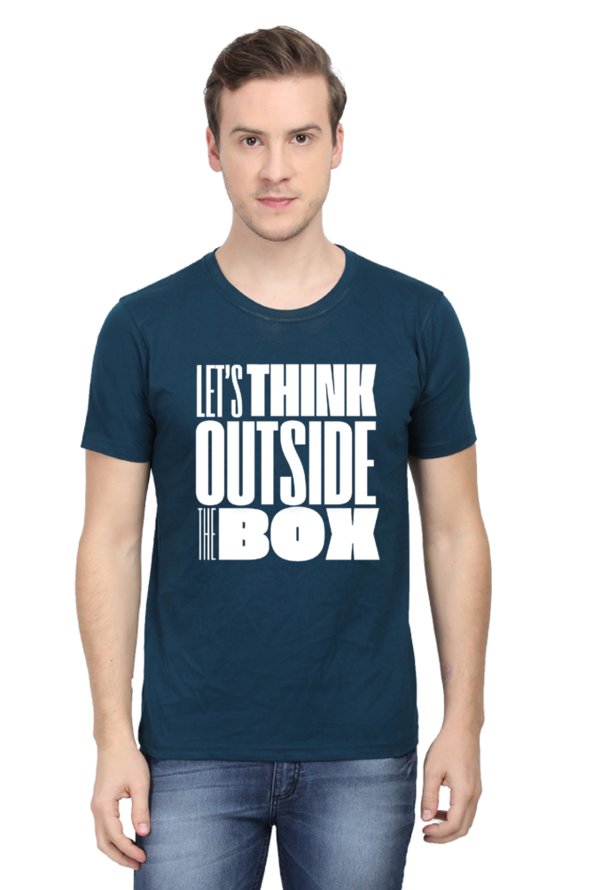 Lets Think Outside the Box Mens Round Neck Darker Shade T-shirt