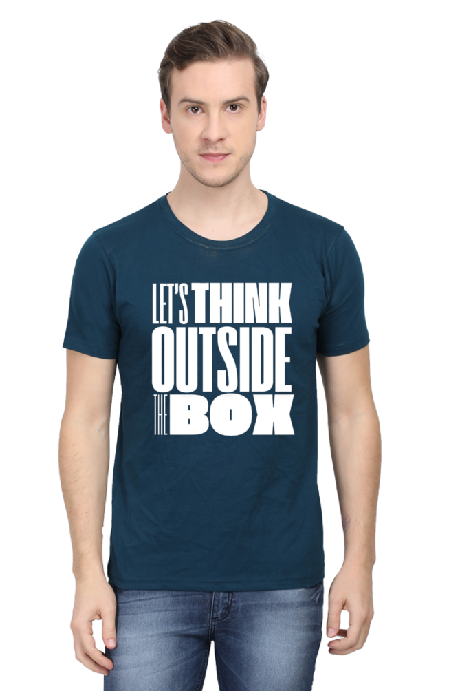 Lets Think Outside the Box Mens Round Neck Darker Shade T-shirt