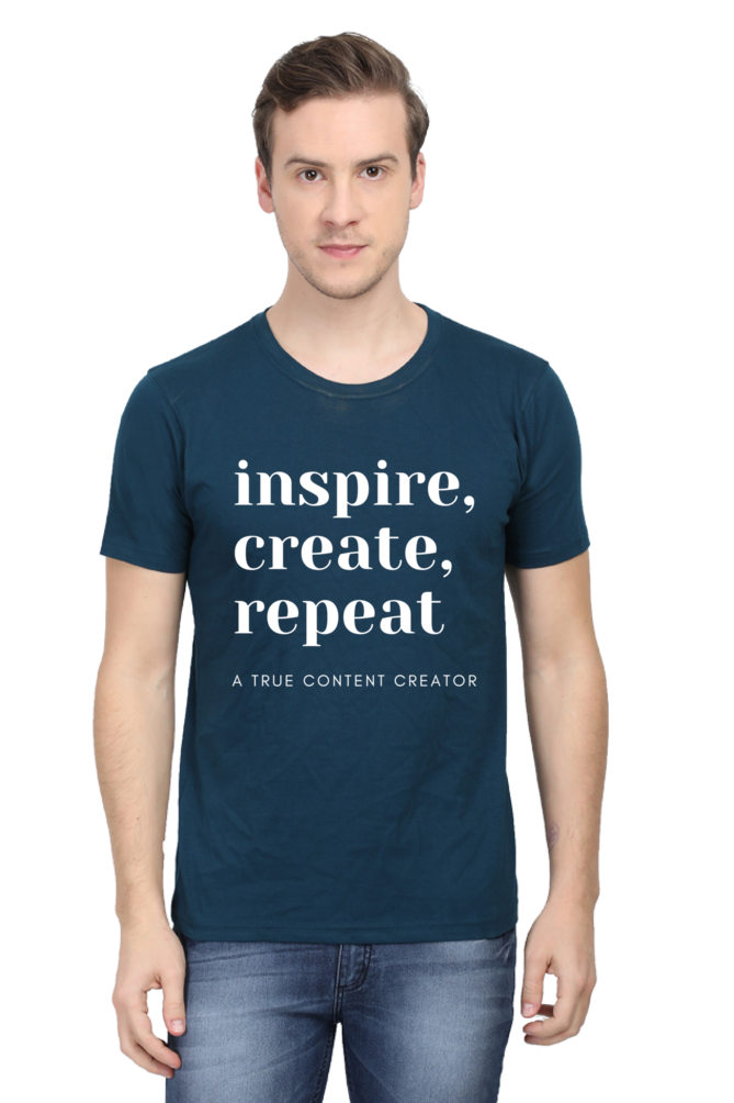 Inspire Create Repeat A True Content Creator Round Neck Men's Dark Shade T-Shirt