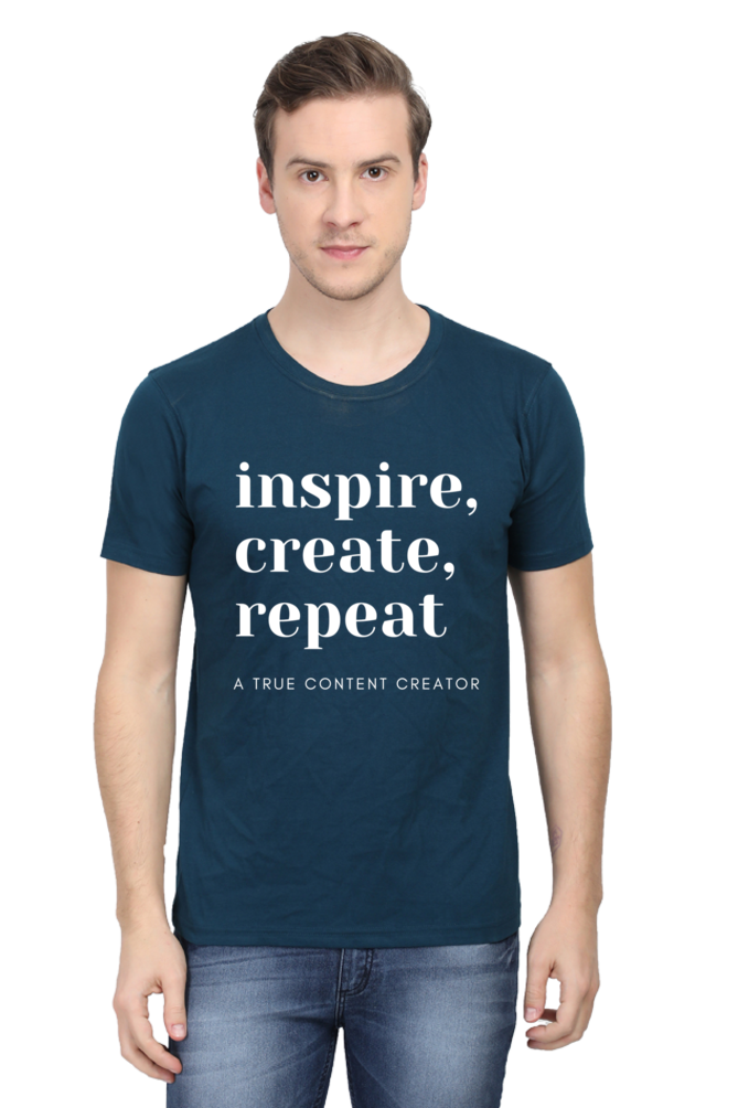 Inspire Create Repeat A True Content Creator Round Neck Men's Dark Shade T-Shirt