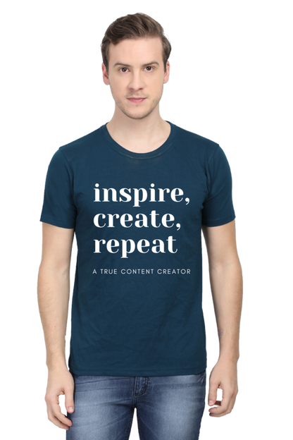 Inspire Create Repeat A True Content Creator Round Neck Men's Dark Shade T-Shirt