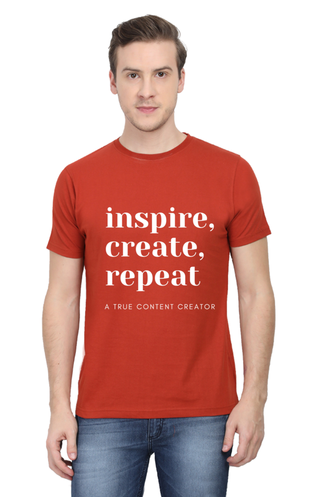 Inspire Create Repeat A True Content Creator Round Neck Men's Dark Shade T-Shirt