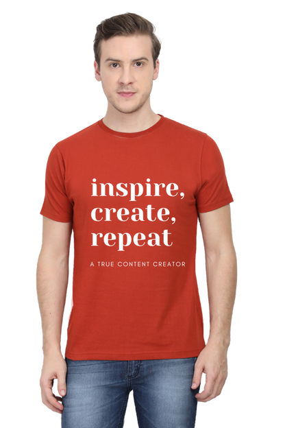Inspire Create Repeat A True Content Creator Round Neck Men's Dark Shade T-Shirt