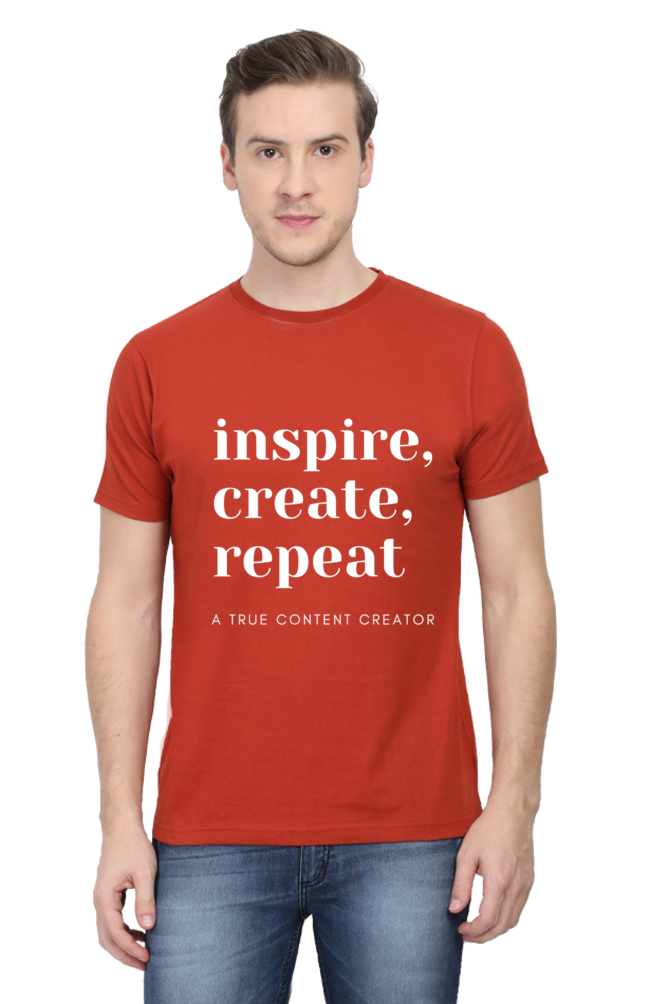 Inspire Create Repeat A True Content Creator Round Neck Men's Dark Shade T-Shirt