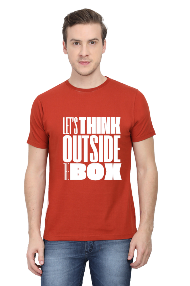 Lets Think Outside the Box Mens Round Neck Darker Shade T-shirt