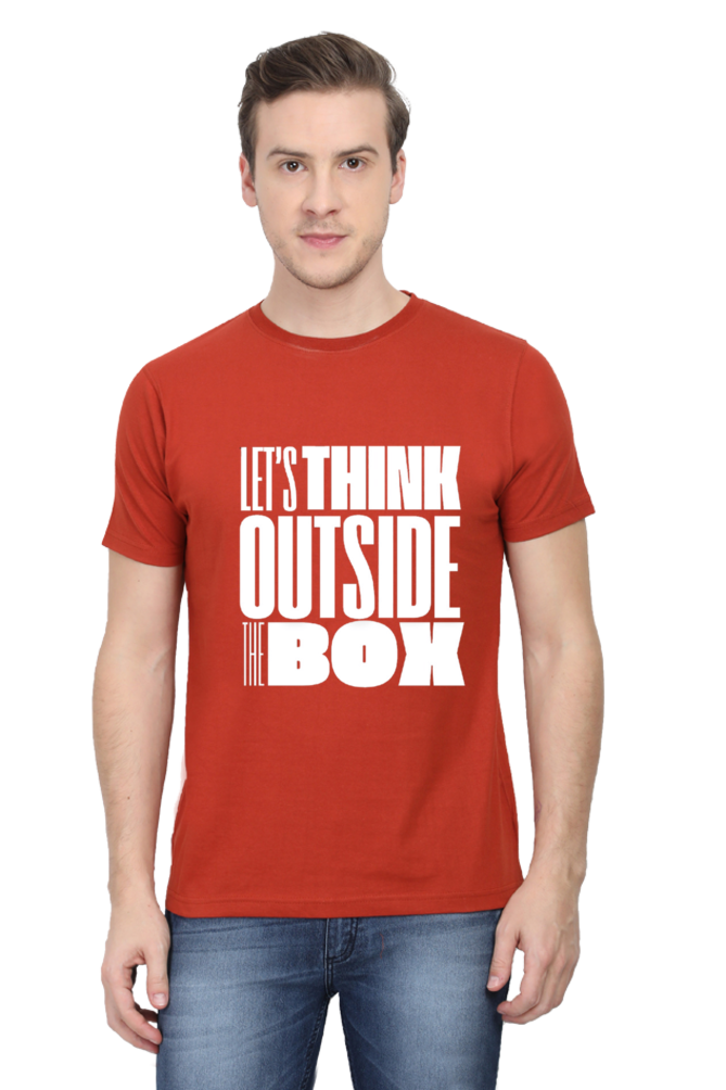 Lets Think Outside the Box Mens Round Neck Darker Shade T-shirt