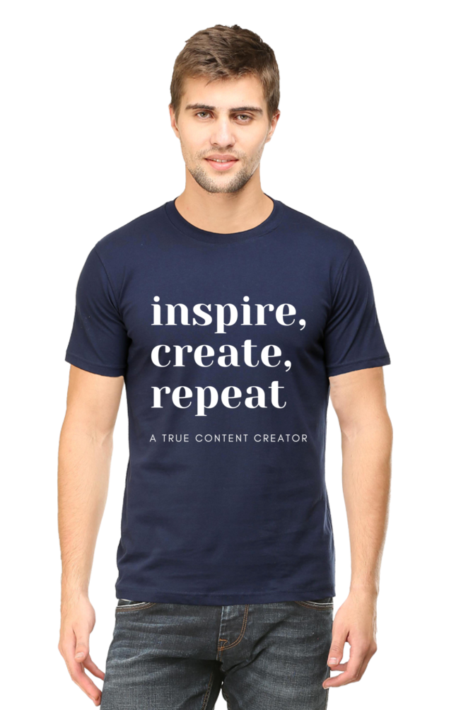 Inspire Create Repeat A True Content Creator Round Neck Men's Dark Shade T-Shirt