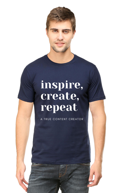 Inspire Create Repeat A True Content Creator Round Neck Men's Dark Shade T-Shirt