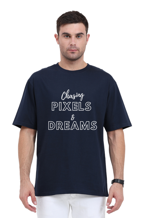 Chasing Pixels and Dreams Unisex Darker Shade Round Neck T-shirt