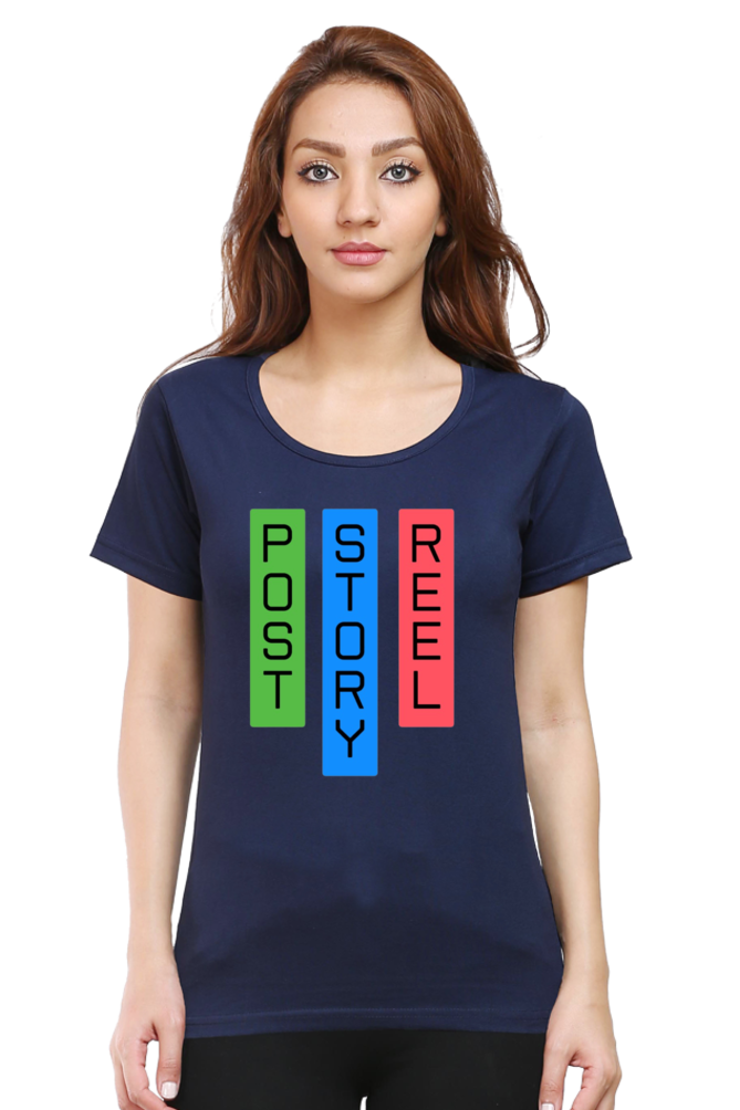 Post Story Reel Womens Round Neck Darker Shade T-shirt