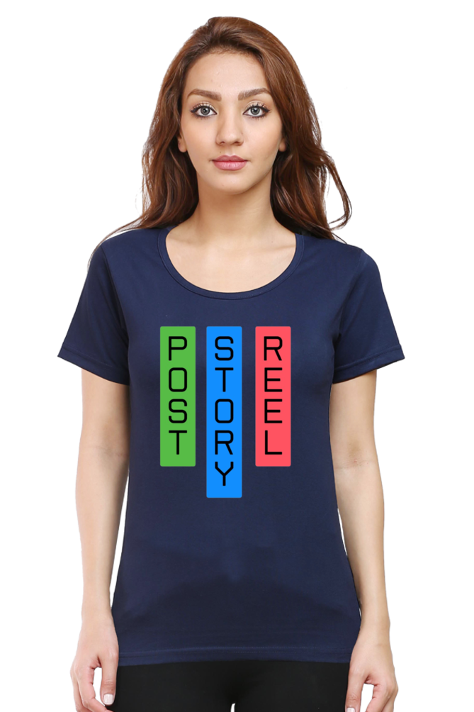 Post Story Reel Womens Round Neck Darker Shade T-shirt