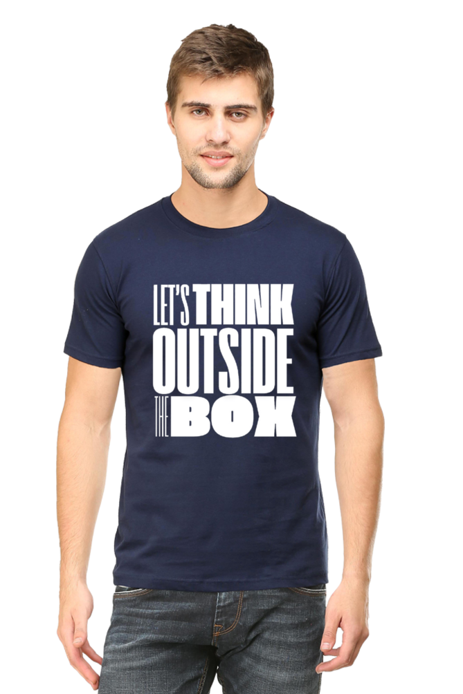 Lets Think Outside the Box Mens Round Neck Darker Shade T-shirt