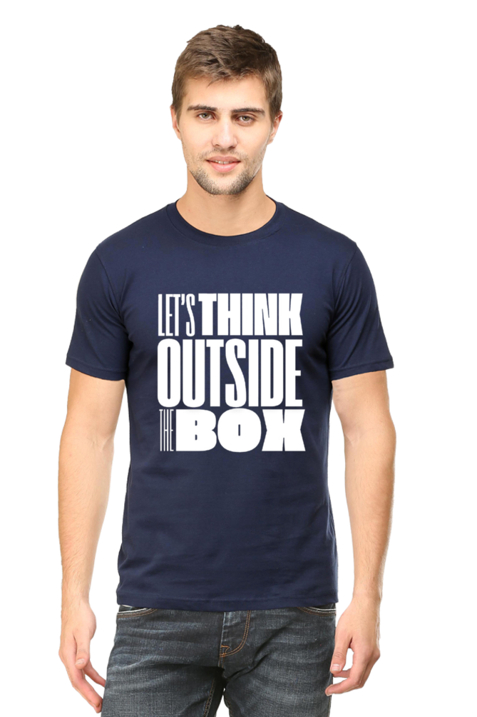 Lets Think Outside the Box Mens Round Neck Darker Shade T-shirt