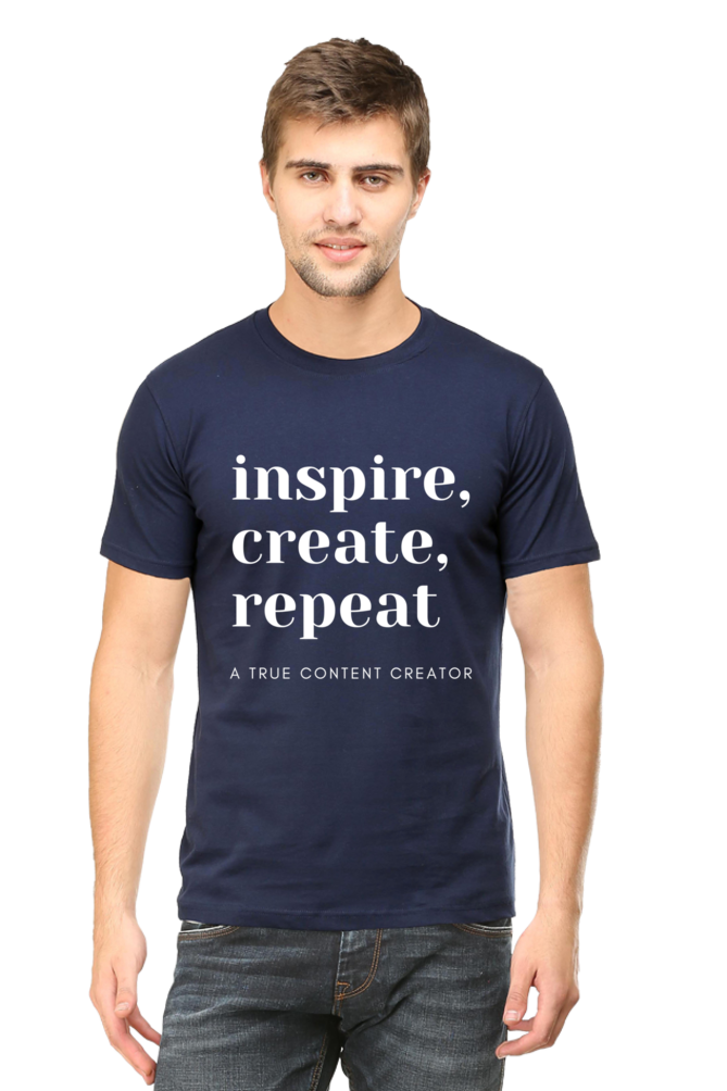 Inspire Create Repeat A True Content Creator Round Neck Men's Dark Shade T-Shirt