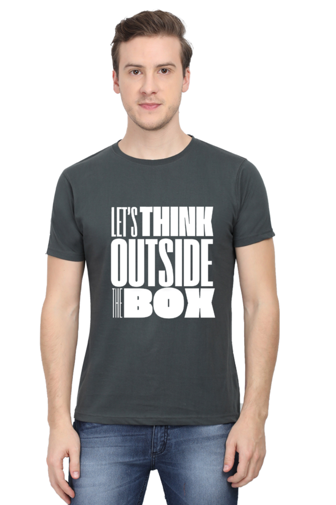 Lets Think Outside the Box Mens Round Neck Darker Shade T-shirt