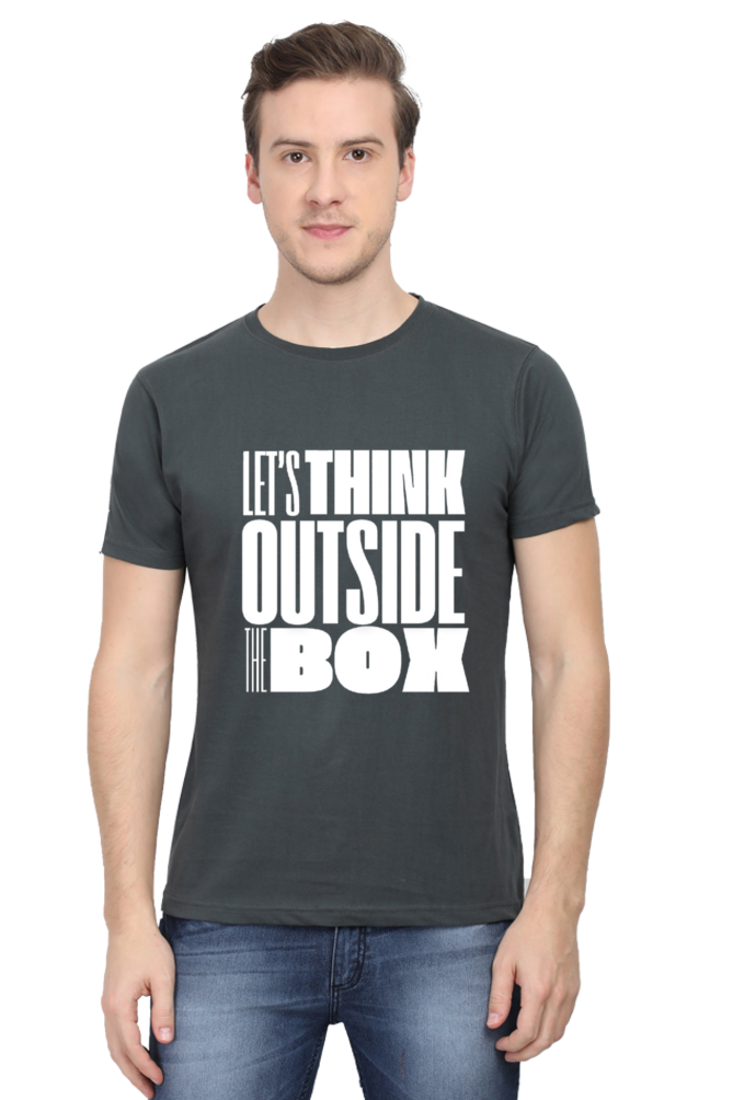 Lets Think Outside the Box Mens Round Neck Darker Shade T-shirt