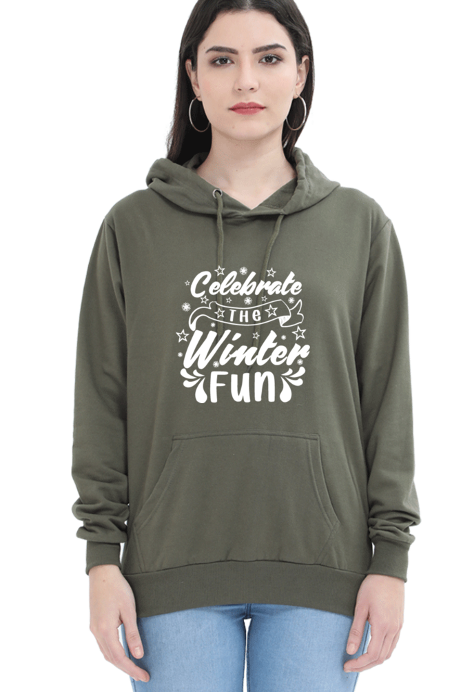 Celebrate the Winter Fun Darker Shade Hoodie Sweatshirt for Women