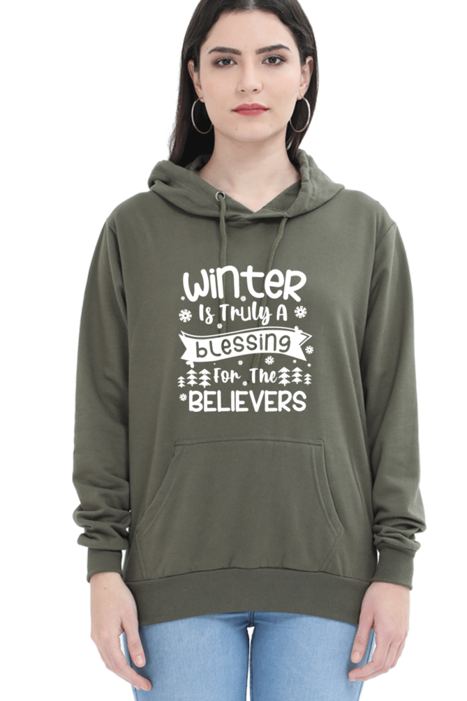 Winter is Truly a Blessing Darker Shade Hoodie Sweatshirt for Women
