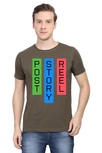 Post Reel Story Mens Round Neck Lighter Shade T-shirt