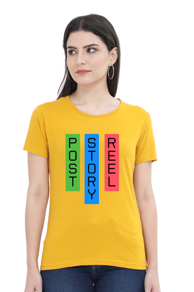 Post Story Reel Womens Round Neck Darker Shade T-shirt