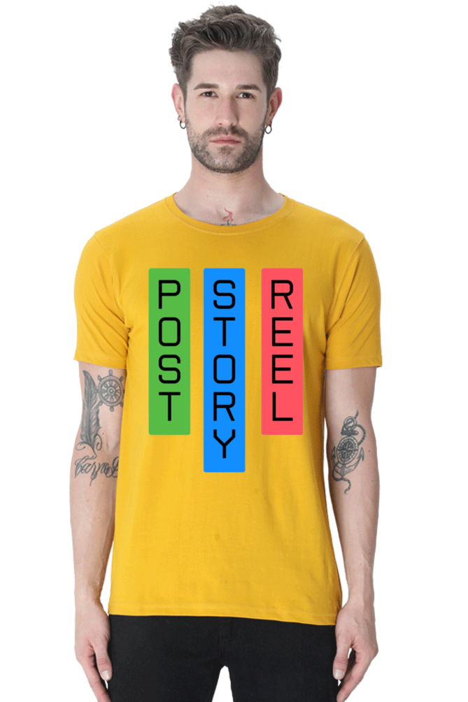 Post Reel Story Mens Round Neck Lighter Shade T-shirt