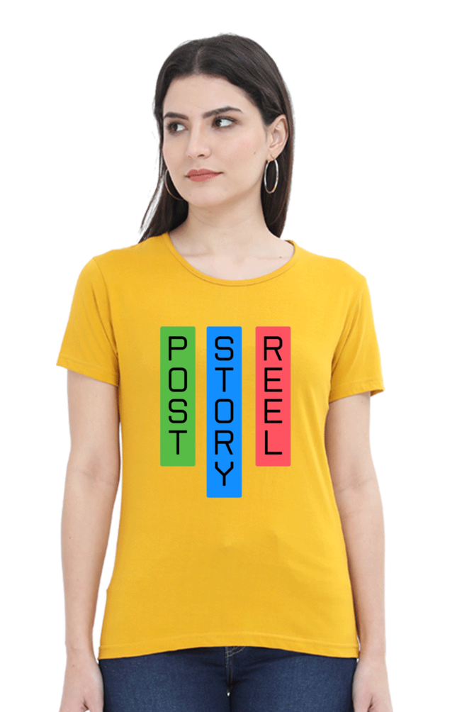Post Story Reel Womens Round Neck Darker Shade T-shirt