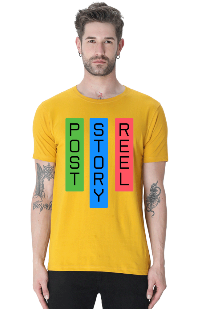 Post Reel Story Mens Round Neck Lighter Shade T-shirt