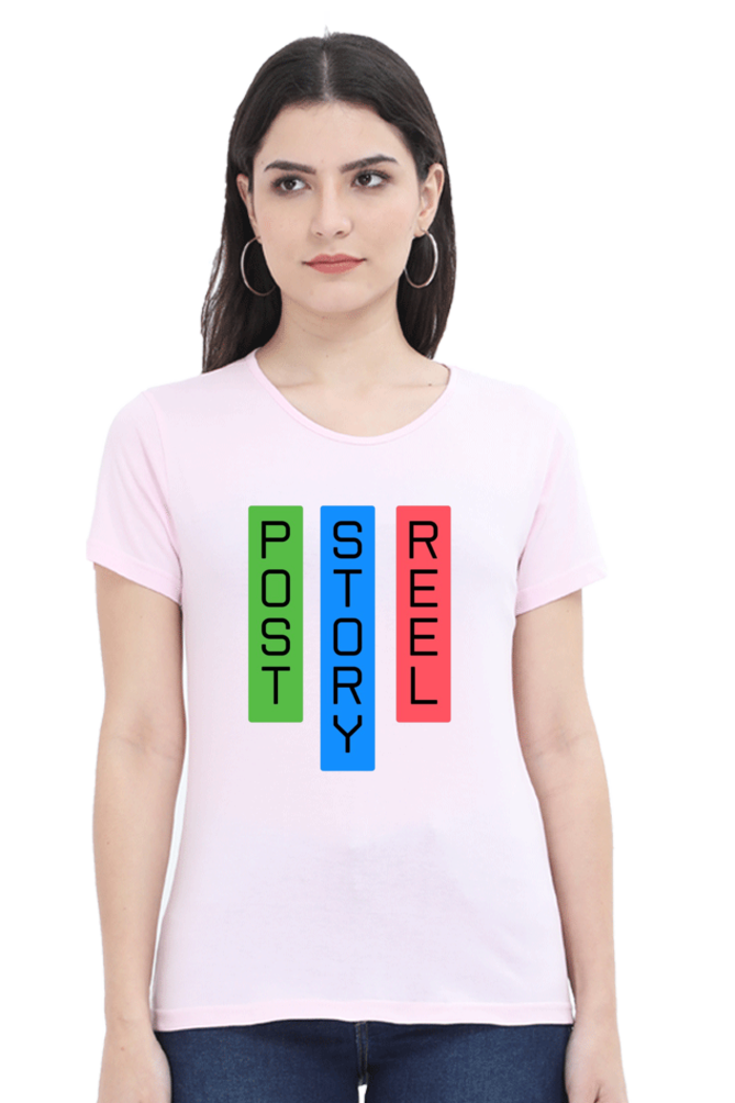 Post Story Reel Womens Round Neck Darker Shade T-shirt
