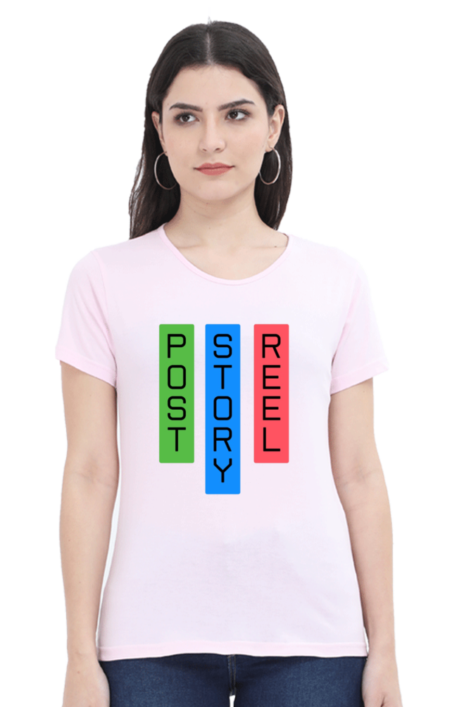 Post Story Reel Womens Round Neck Darker Shade T-shirt
