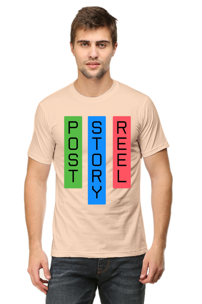Post Reel Story Mens Round Neck Lighter Shade T-shirt