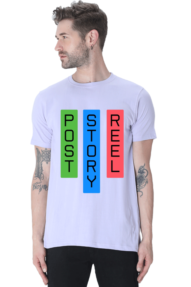 Post Reel Story Mens Round Neck Lighter Shade T-shirt