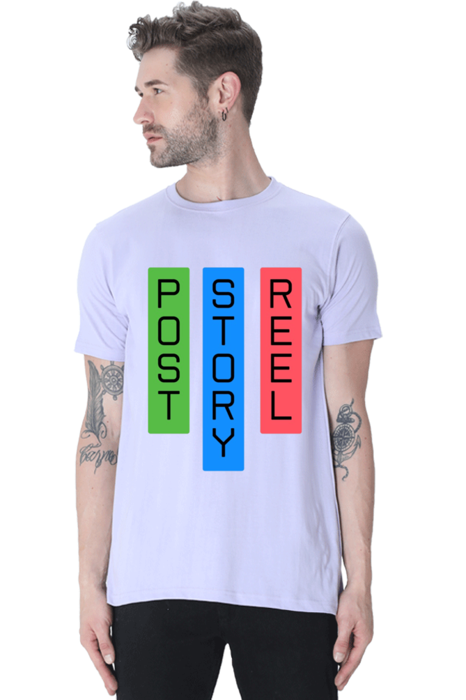 Post Reel Story Mens Round Neck Lighter Shade T-shirt