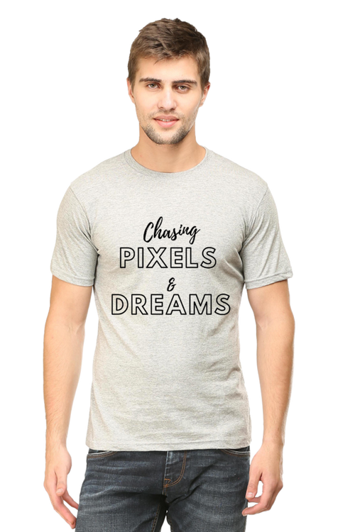 Chasing Pexels and Dream Mens Round Neck Darker Shade T-shirt