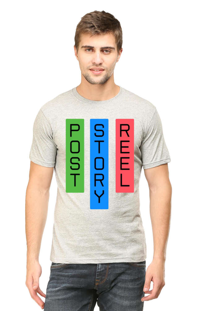 Post Reel Story Mens Round Neck Lighter Shade T-shirt